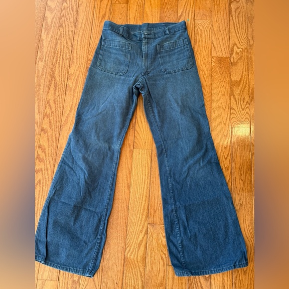 Vtg 1986 USNavy Denim Bell Bottom Utility Pants Men 33x31 Type I Sailor Trousers